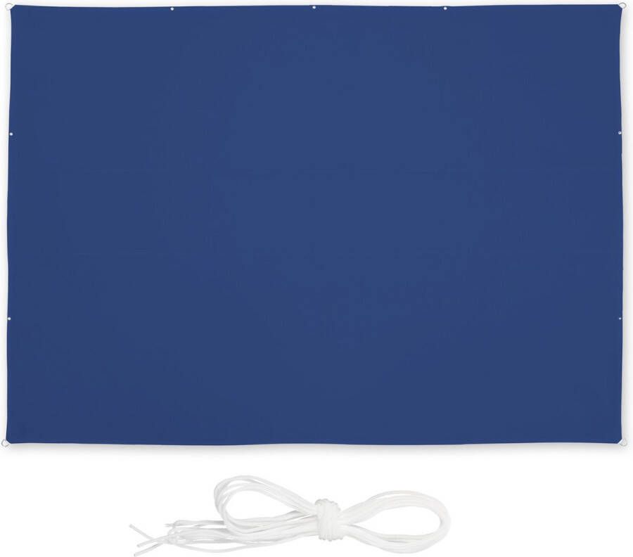 Relaxdays Schaduwdoek rechthoek zonweringdoek scheurvast met ogen spanzeil blauw 4 5 x 5 m