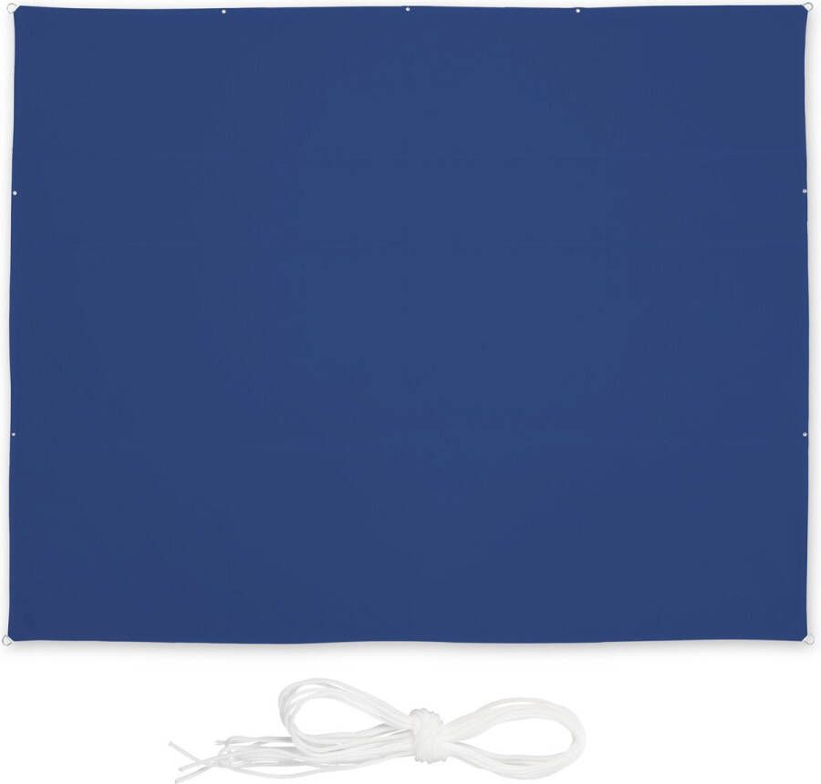Relaxdays Schaduwdoek rechthoek zonweringdoek scheurvast met ogen spanzeil blauw 5 x 6 m