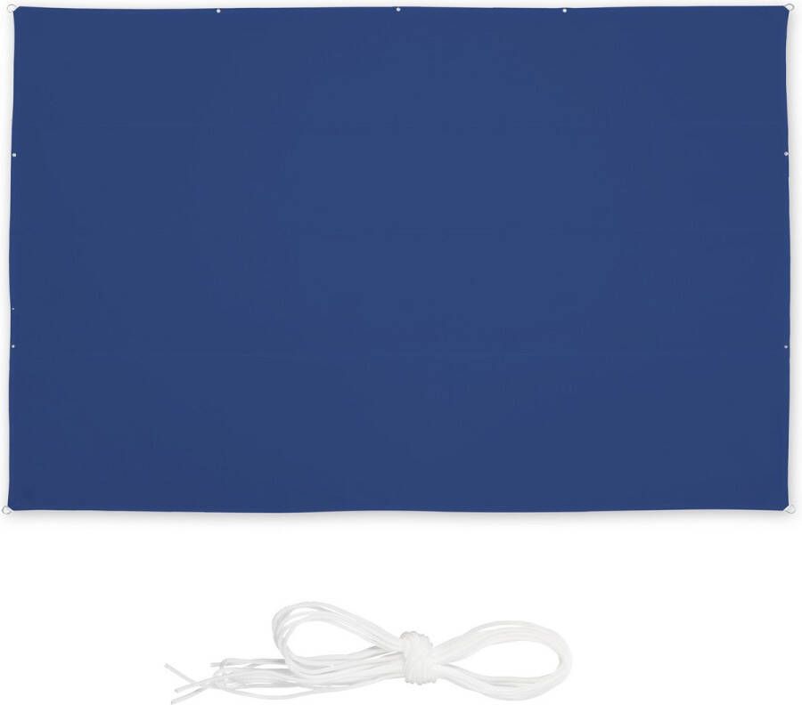 Relaxdays Schaduwdoek rechthoek zonweringdoek scheurvast met ogen spanzeil blauw 5 x 7 m