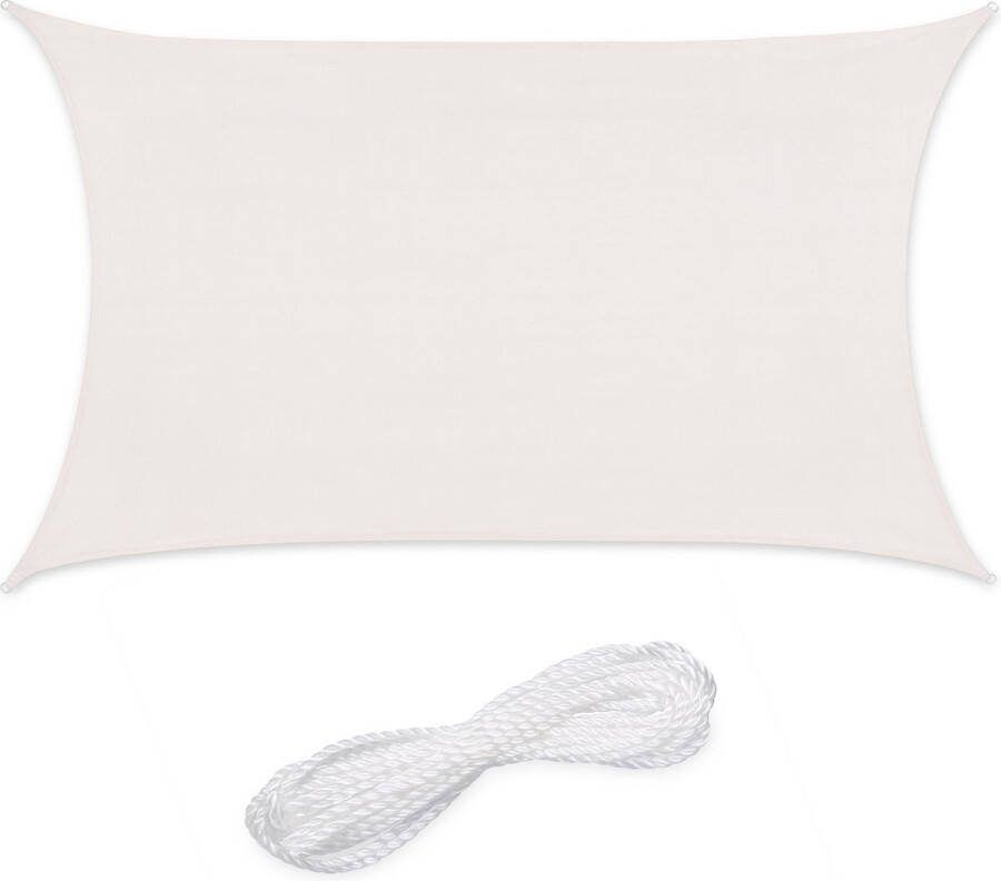Relaxdays schaduwdoek rechthoekig HDPE zonnedoek concaaf verschillende groottes wit 3 x 4 m
