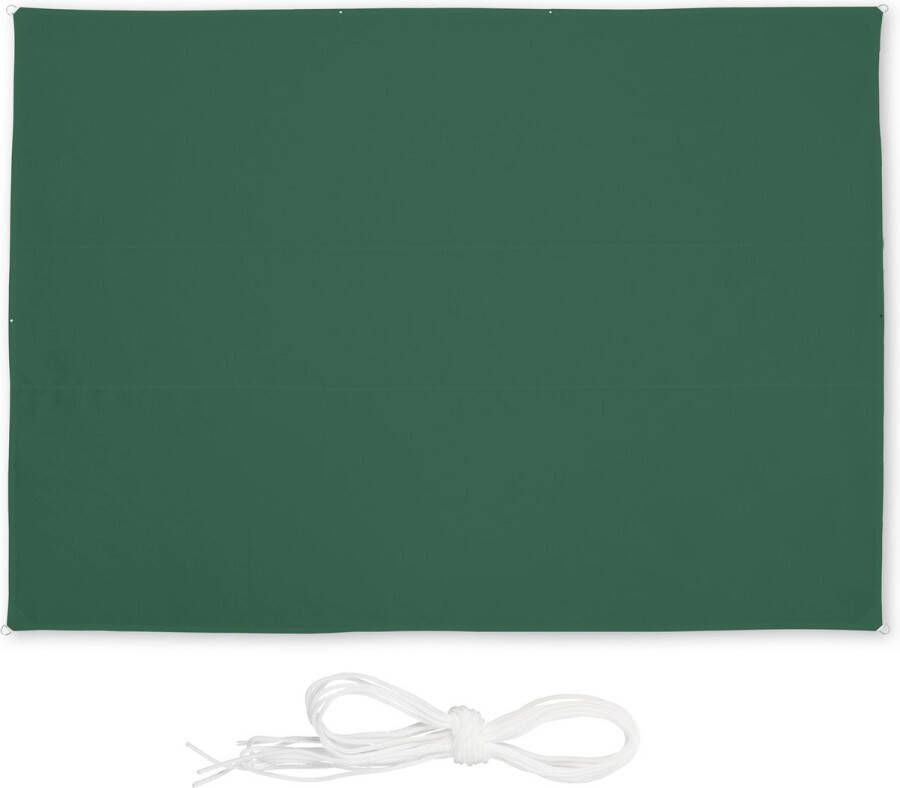 Relaxdays schaduwdoek rechthoekig polyester zonnedoek 4 scheerlijnen groen 3 5 x 4 5 m