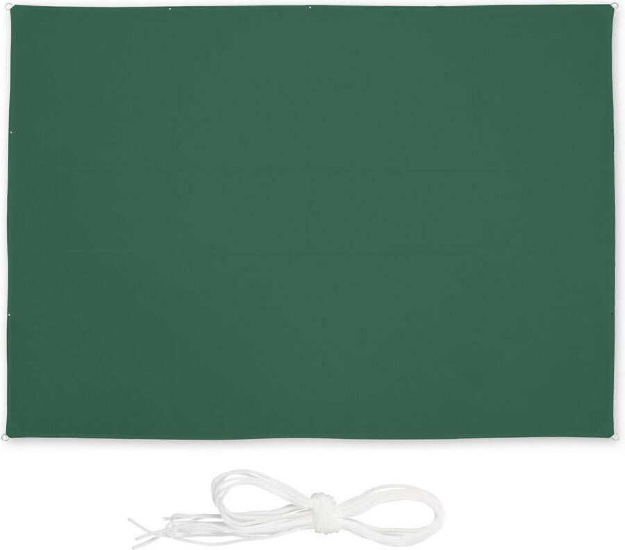 Relaxdays schaduwdoek rechthoekig polyester zonnedoek 4 scheerlijnen groen 4 5 x 5 m