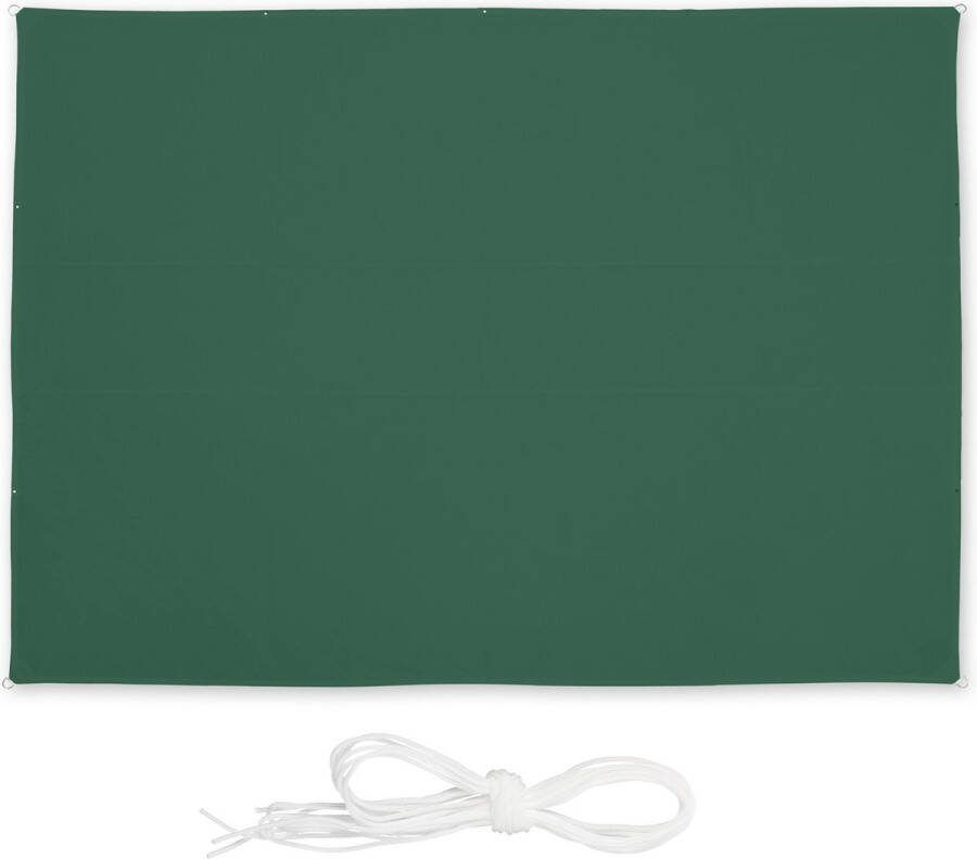 Relaxdays schaduwdoek rechthoekig polyester zonnedoek 4 scheerlijnen groen 4 5 x 5 m