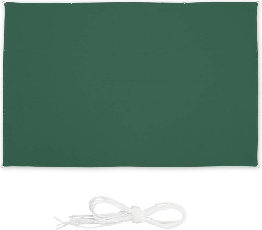 Relaxdays schaduwdoek rechthoekig polyester zonnedoek 4 scheerlijnen groen 4 x 6 m