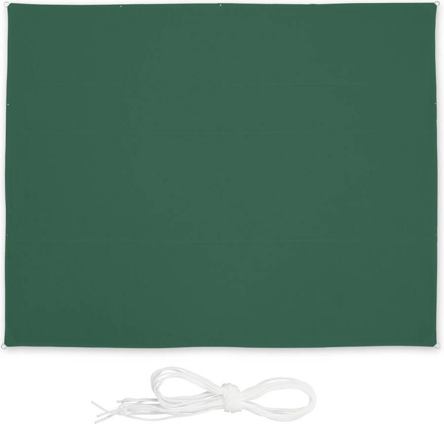 Relaxdays schaduwdoek rechthoekig polyester zonnedoek 4 scheerlijnen groen 5 x 6 m