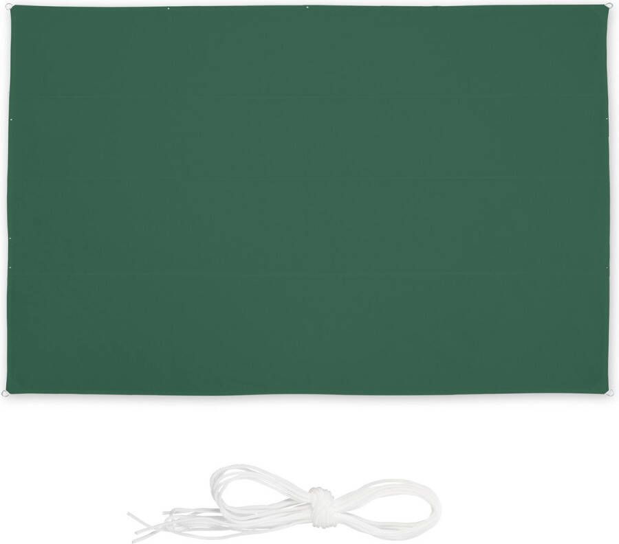 Relaxdays schaduwdoek rechthoekig polyester zonnedoek 4 scheerlijnen groen 5 x 7 m