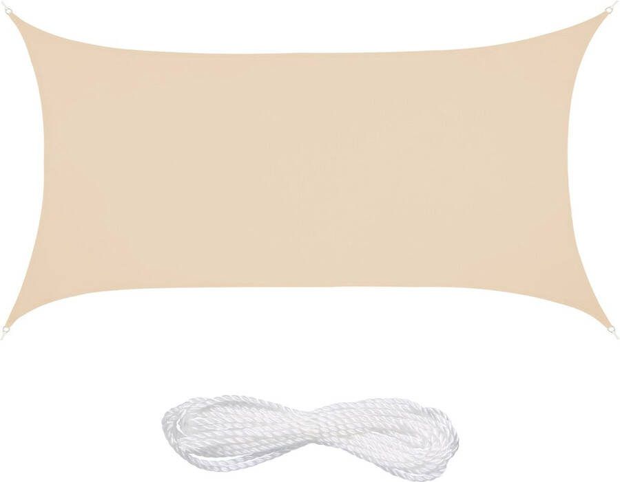Relaxdays schaduwdoek rechthoekig zonnedoek polyester schaduwzeil concaaf beige 2 x 4 m