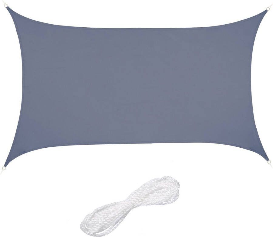Relaxdays schaduwdoek rechthoekig zonnedoek polyester schaduwzeil concaaf donkergrijs 2 x 3 m