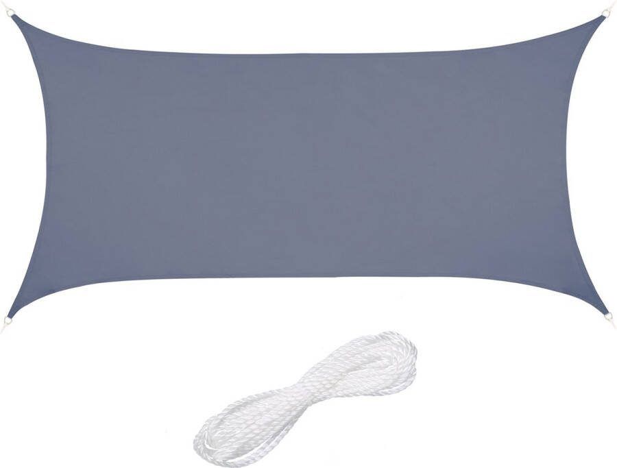 Relaxdays schaduwdoek rechthoekig zonnedoek polyester schaduwzeil concaaf donkergrijs 2 x 4 m