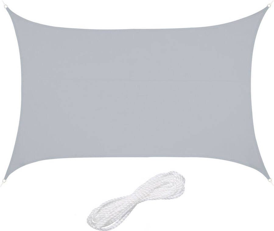 Relaxdays schaduwdoek rechthoekig zonnedoek polyester schaduwzeil concaaf lichtgrijs 2 x 3 m
