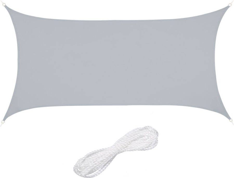 Relaxdays schaduwdoek rechthoekig zonnedoek polyester schaduwzeil concaaf lichtgrijs 2 x 4 m
