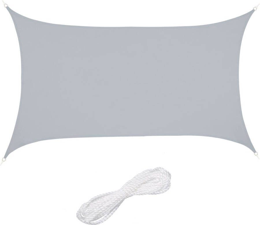 Relaxdays schaduwdoek rechthoekig zonnedoek polyester schaduwzeil concaaf lichtgrijs 3 x 4 m