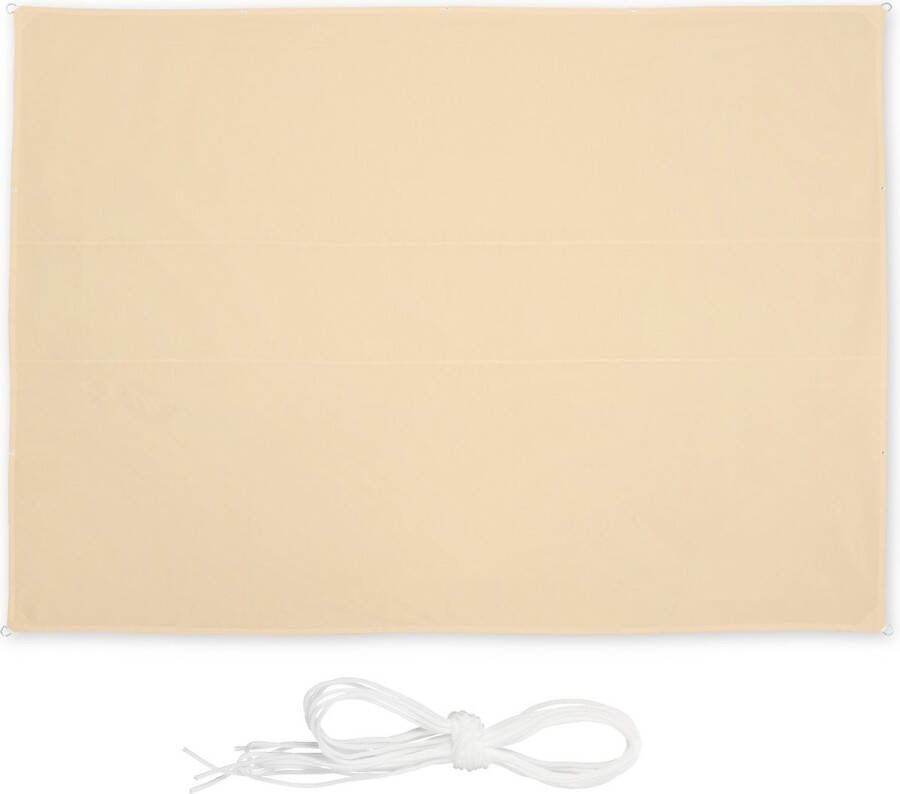 Relaxdays schaduwdoek rechthoekig zonwering zonnezeil waterafstotend beige 4 5 x 5 m