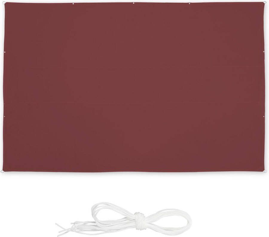 Relaxdays schaduwdoek rechthoekig zonwering zonweringdoek schaduwzeil bordeaux 4 x 6 m