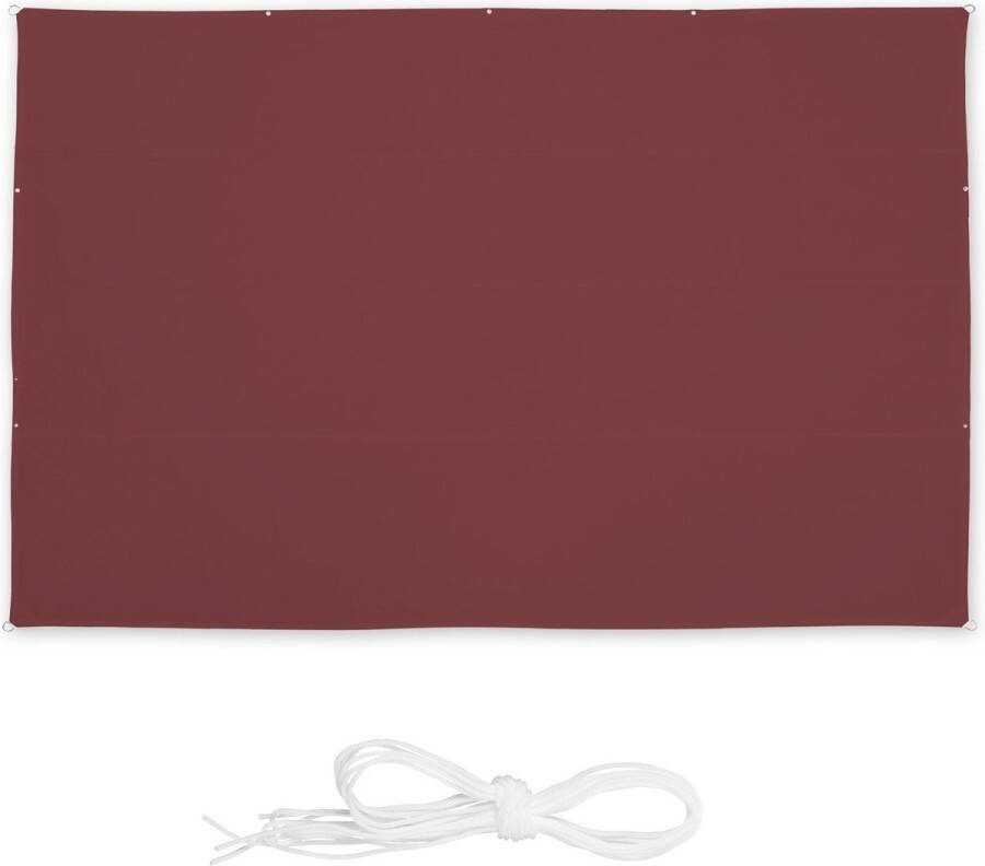 Relaxdays schaduwdoek rechthoekig zonwering zonweringdoek schaduwzeil bordeaux 5 x 7 m
