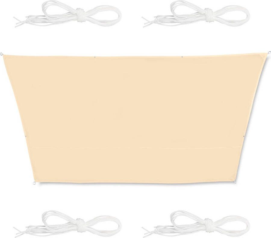 Relaxdays Schaduwdoek trapezium beige zonnedoek waterdicht zonwering voor buiten 3 x 4 x 2 x 2 m
