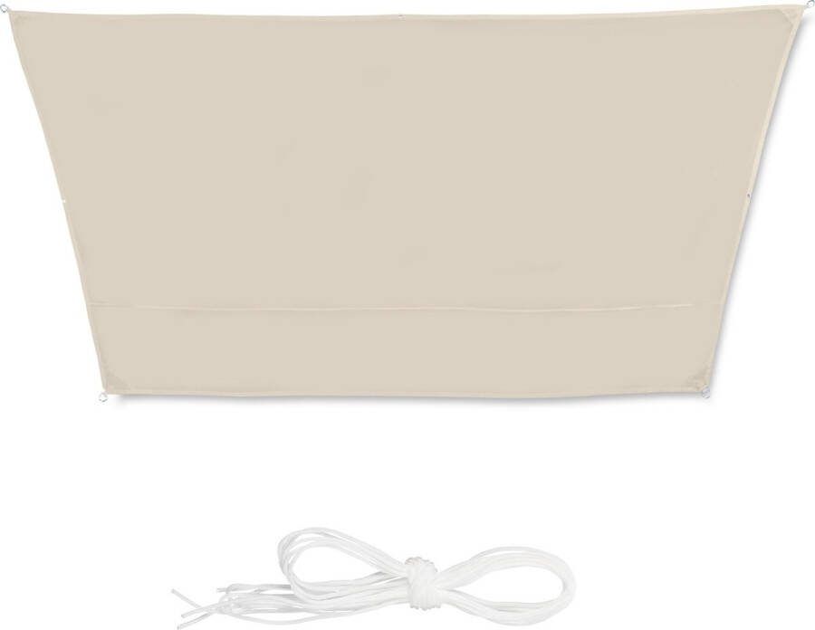 Relaxdays schaduwdoek trapezium zonnebescherming beige zonnezeil waterafstotend 3 x 5 x 4 x 4 m