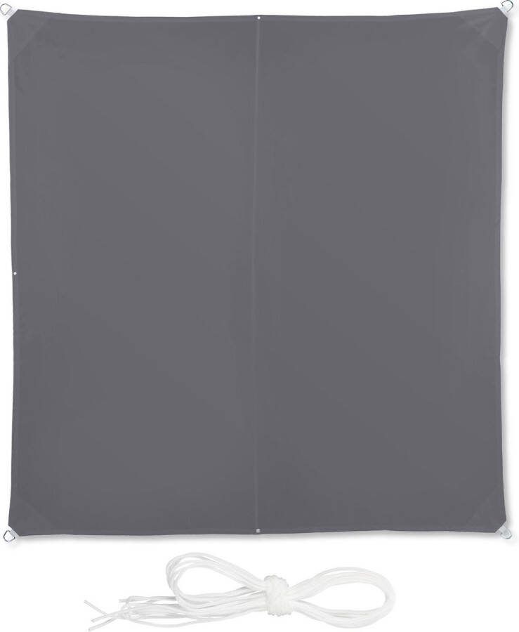 Relaxdays schaduwdoek vierkant antraciet zonwering balkon weerbestendig uv-bescherming 3 x 3 m