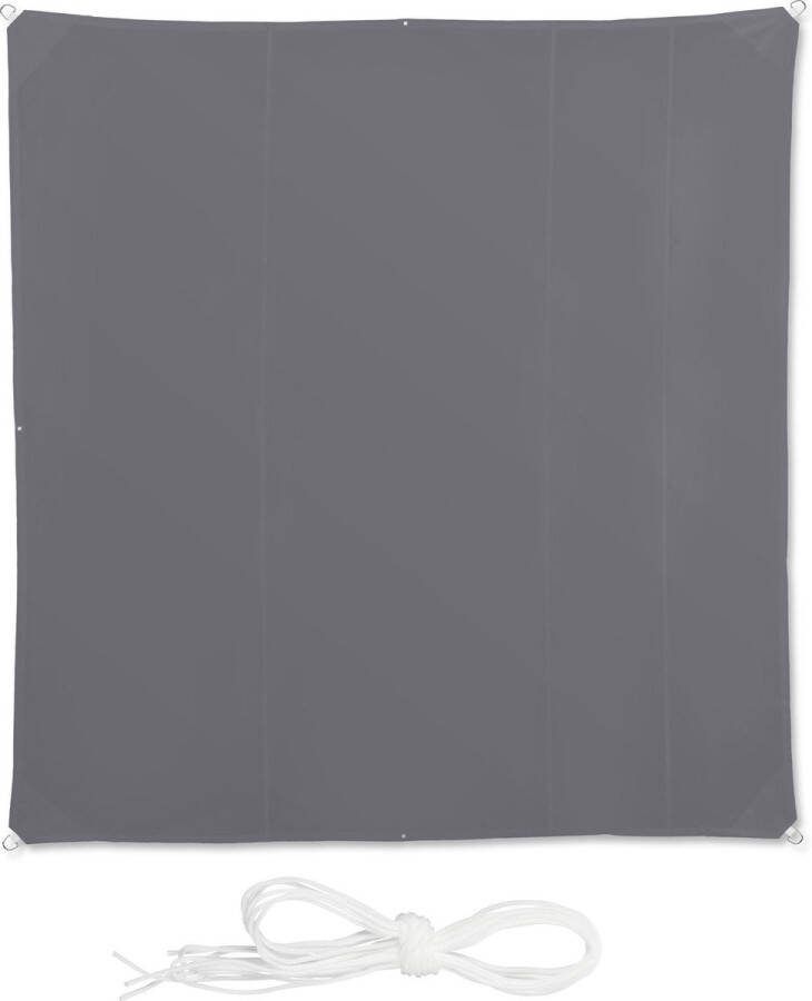 Relaxdays schaduwdoek vierkant antraciet zonwering balkon weerbestendig uv-bescherming 5 x 5 m