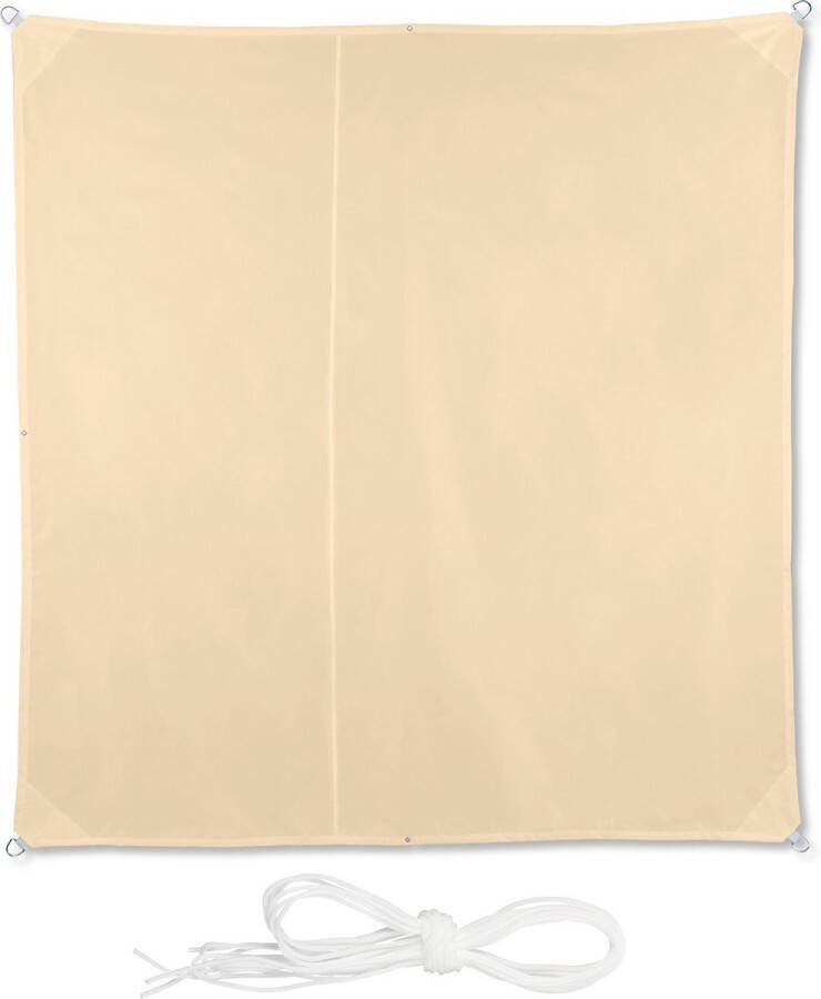 Relaxdays schaduwdoek vierkant beige zonnedoek uv-bestendig schaduwzeil zonnezeil 3 x 3 m