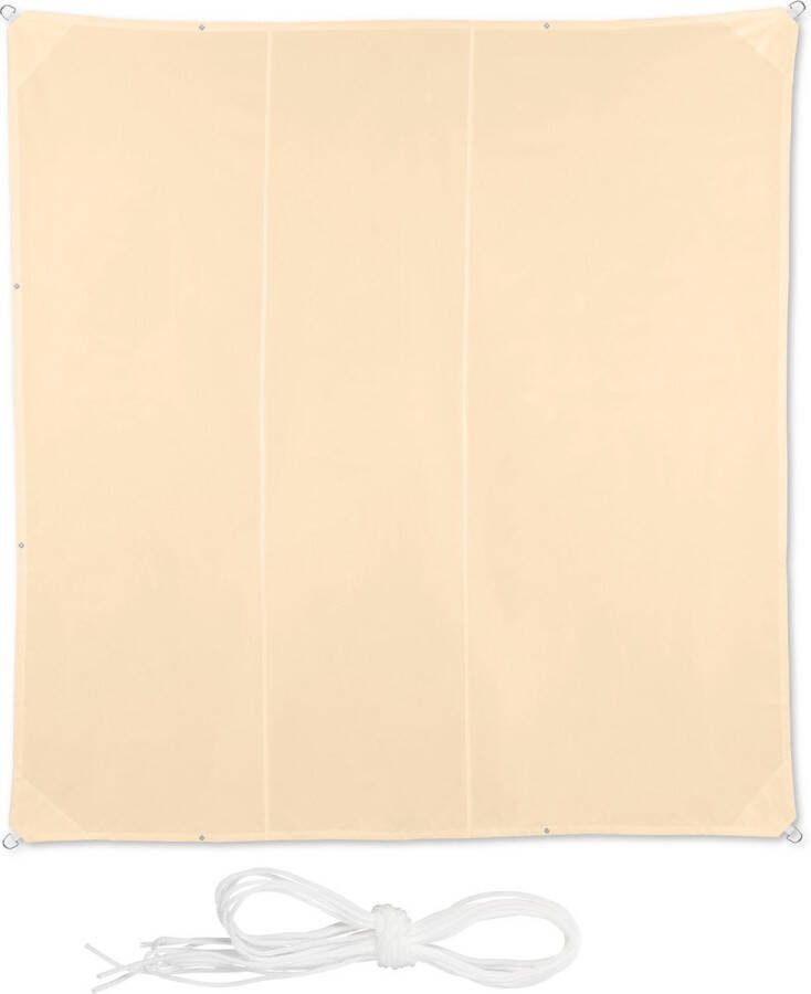 Relaxdays schaduwdoek vierkant beige zonnedoek uv-bestendig schaduwzeil zonnezeil 4 x 4 m