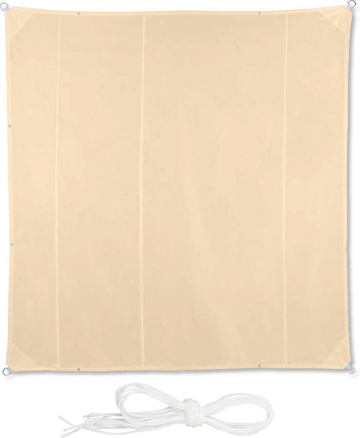 Relaxdays schaduwdoek vierkant beige zonnedoek uv-bestendig schaduwzeil zonnezeil 5 x 5 m