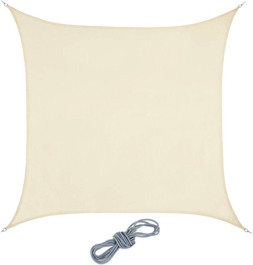 Relaxdays Schaduwdoek vierkant schaduwzeil PES-weefsel tuin & terras beige 2 x 2 m