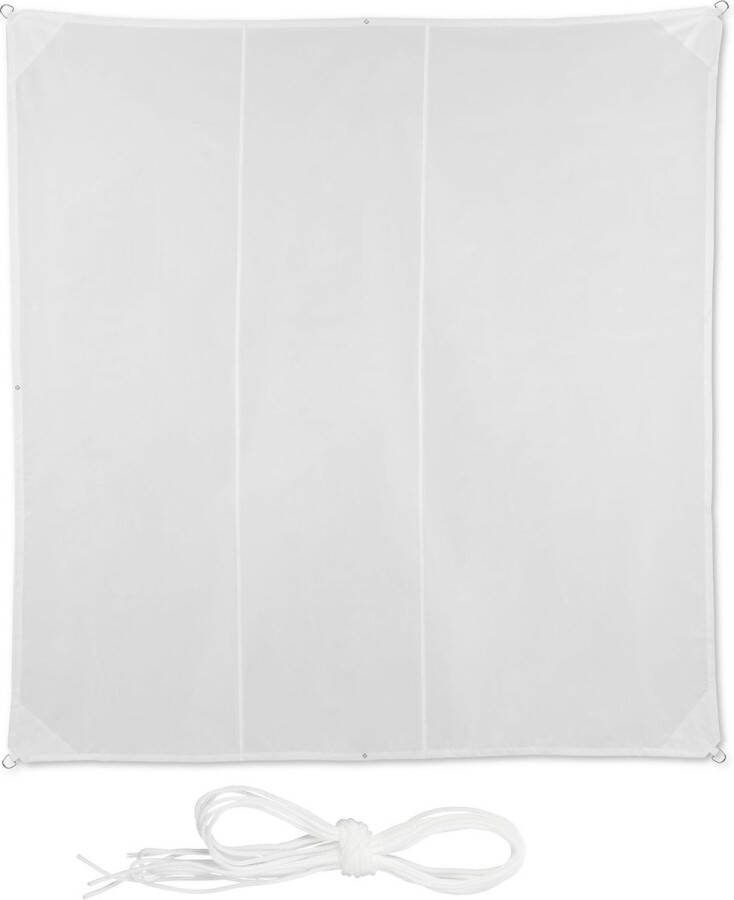 Relaxdays schaduwdoek vierkant wit zonwering balkon weerbestendig uv-bescherming 4 x 4 m