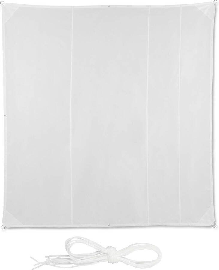 Relaxdays schaduwdoek vierkant wit zonwering balkon weerbestendig uv-bescherming 5 x 5 m