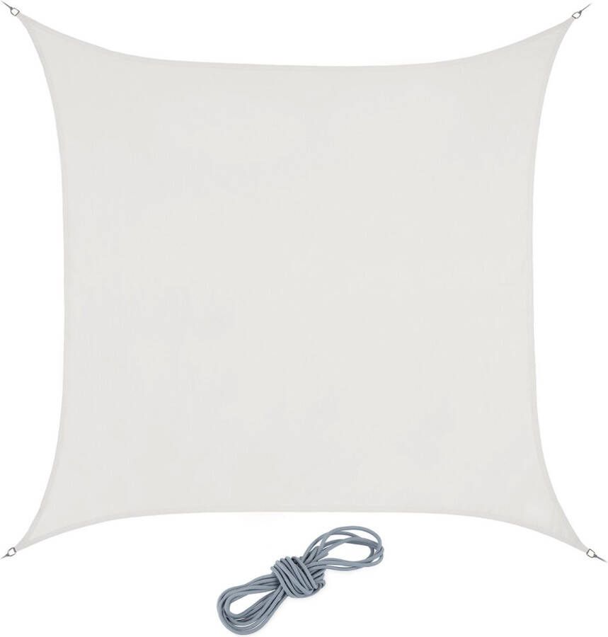 Relaxdays schaduwdoek vierkant zonnezeil polyester uv-werend zonwering wit 2 x 2 m