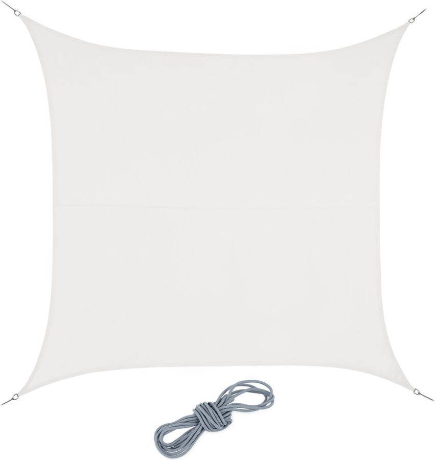 Relaxdays schaduwdoek vierkant zonnezeil polyester uv-werend zonwering wit 3 x 3 m