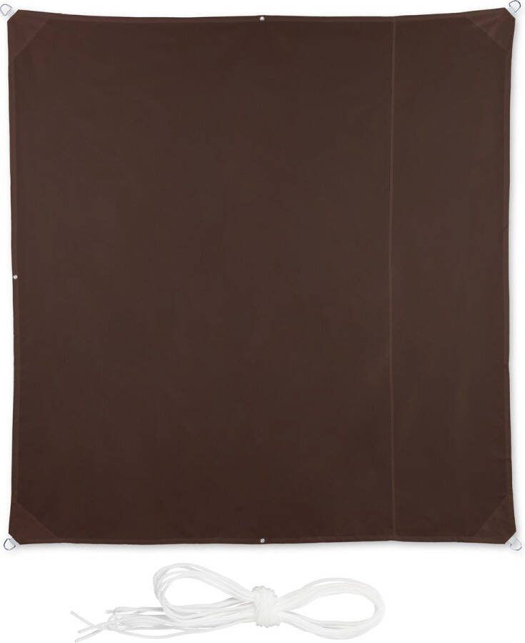 Relaxdays schaduwdoek vierkant zonnezeil uv-bestendig zonweringdoek bruin 2 x 2 m