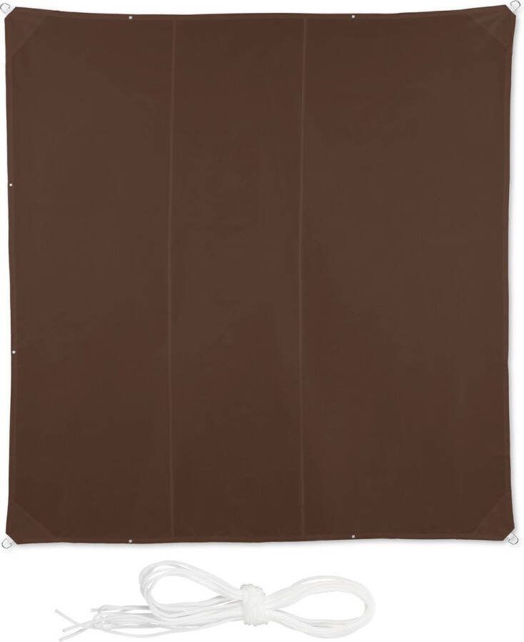 Relaxdays schaduwdoek vierkant zonnezeil uv-bestendig zonweringdoek bruin 4 x 4 m