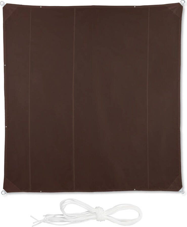 Relaxdays schaduwdoek vierkant zonnezeil uv-bestendig zonweringdoek bruin 5 x 5 m