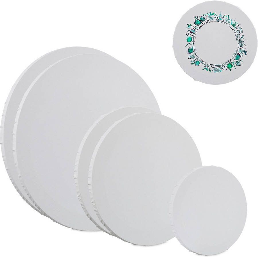 Relaxdays schildersdoek set van 6 leeg doek 3 groottes schildergerei katoen