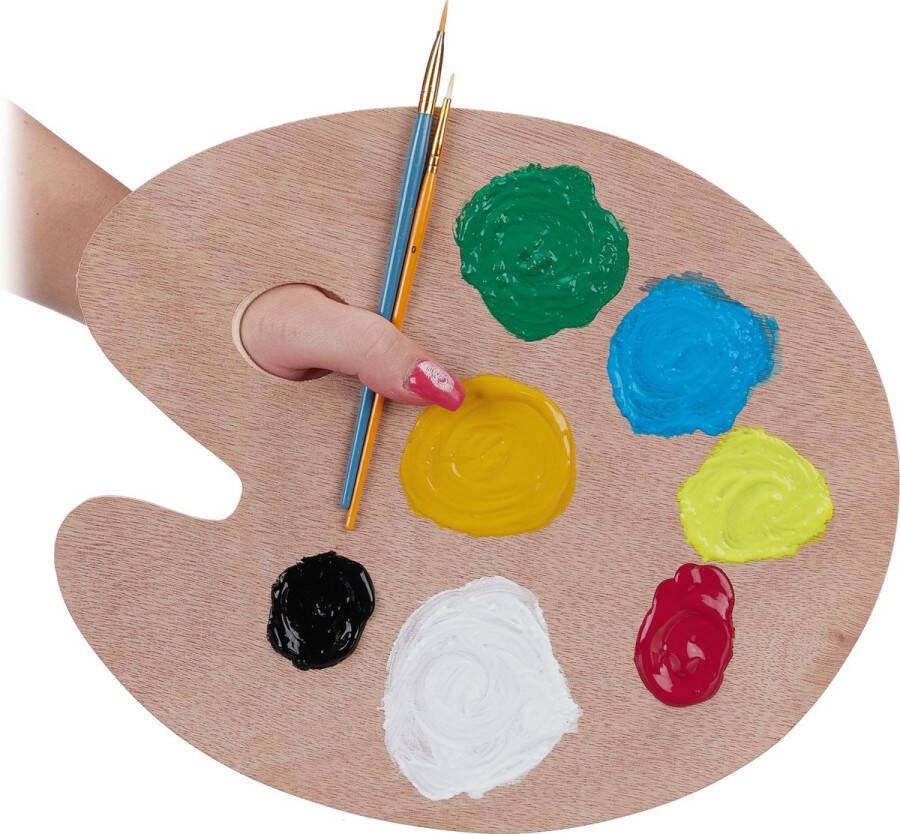 Relaxdays schilderspalet palet verfpalet voor kinderen mengpalet hout L