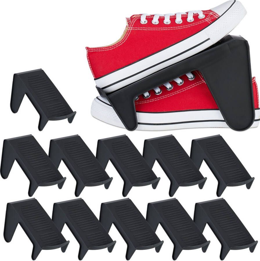 Relaxdays schoenen organizer set van 12 tot antislip schoenen opbergsysteem