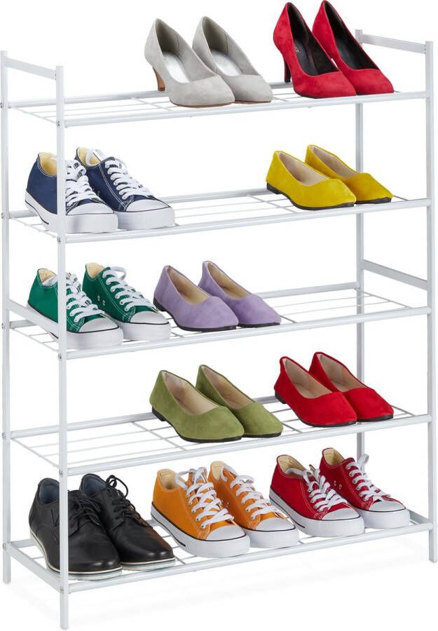 Relaxdays schoenenrek 5 etages schoenenkast voor 15 paar schoenen schoenenopberger wit