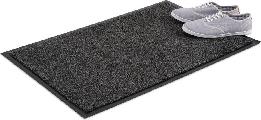 Relaxdays schoonloopmat grijs deurmat binnen droogloopmat voetmat extra dun 60x90cm