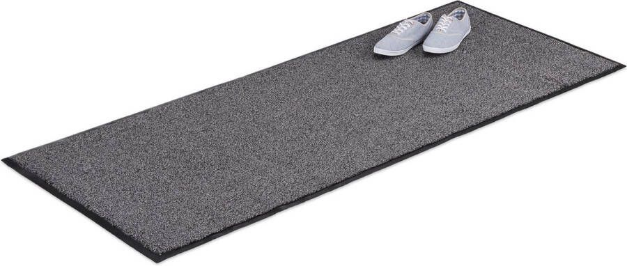 Relaxdays schoonloopmat grijs deurmat binnen droogloopmat voetmat extra dun 80x200cm