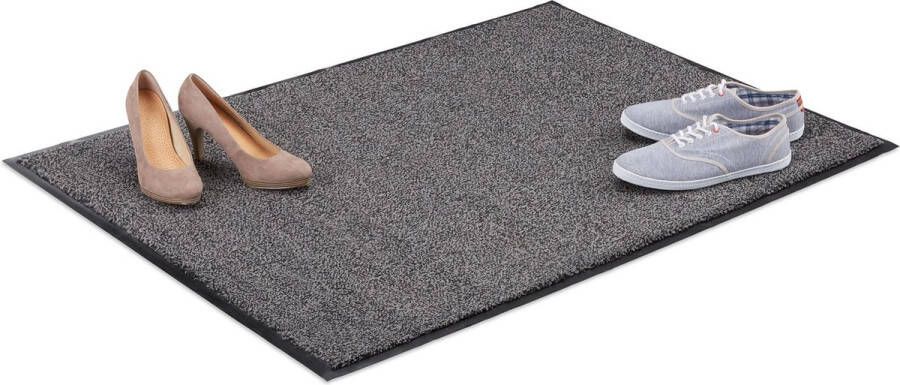 Relaxdays schoonloopmat grijs deurmat binnen droogloopmat voetmat extra dun 90x120cm