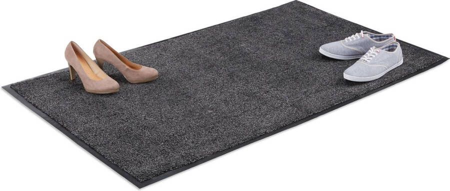 Relaxdays schoonloopmat grijs deurmat binnen droogloopmat voetmat extra dun 90x150cm