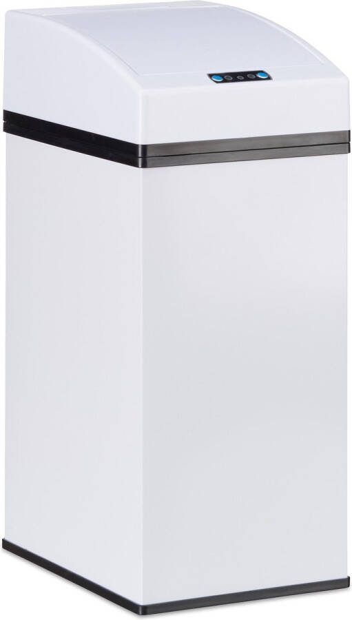 Relaxdays sensor prullenbak 7 liter binnenemmer met hengsel staal automatische deksel wit