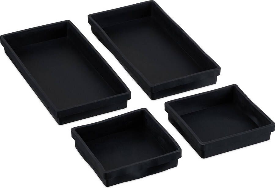 Relaxdays siliconen bakvorm set van 4 cakevormen rechthoekig en vierkant brownievorm