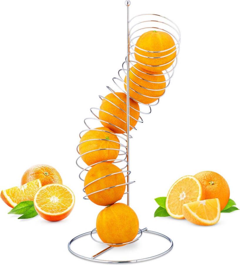 Relaxdays sinaasappelhouder metaal spiraal fruithouder fruitmand standaard