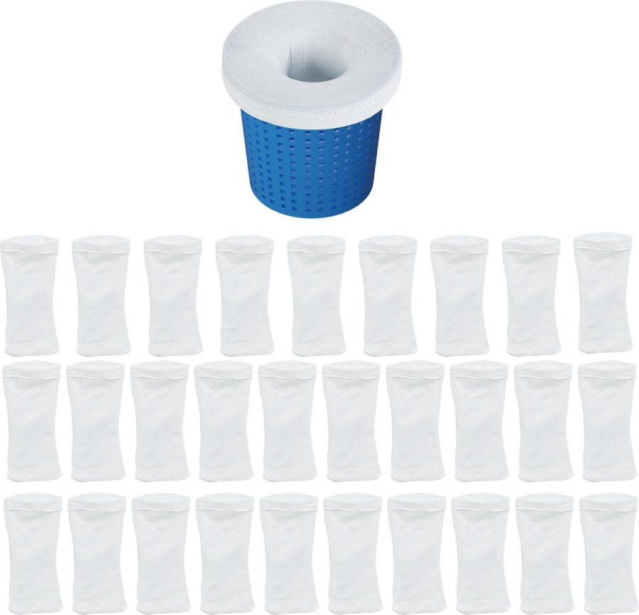 Relaxdays skimmer sokken set van 30 zwembad filter netje voor skimmers: 8 22 cm