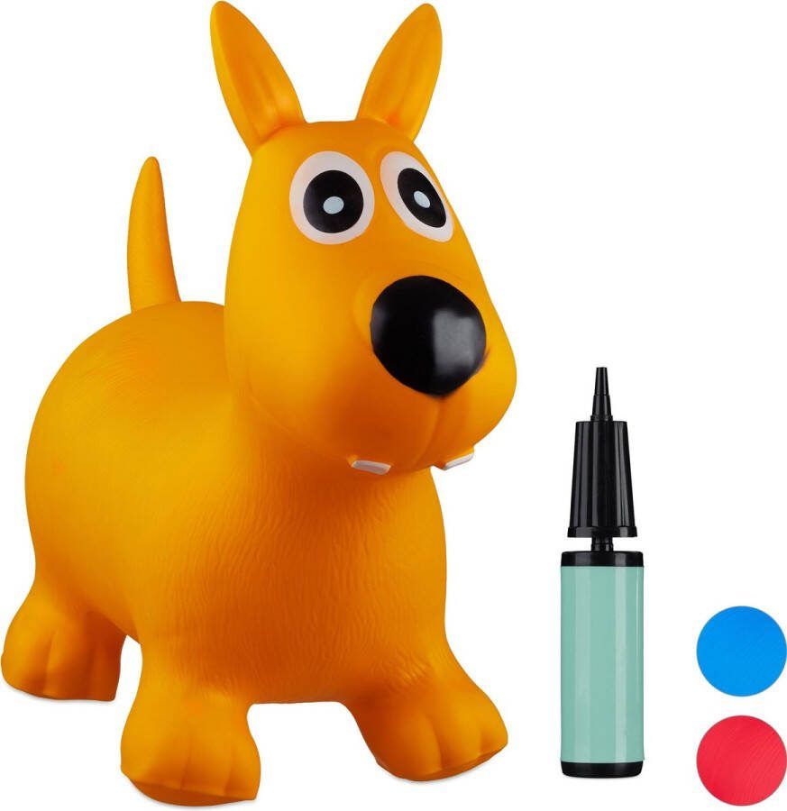 Relaxdays Skippy dier hond skippybal kinderen tot 50 kg springdier versch. kleuren geel