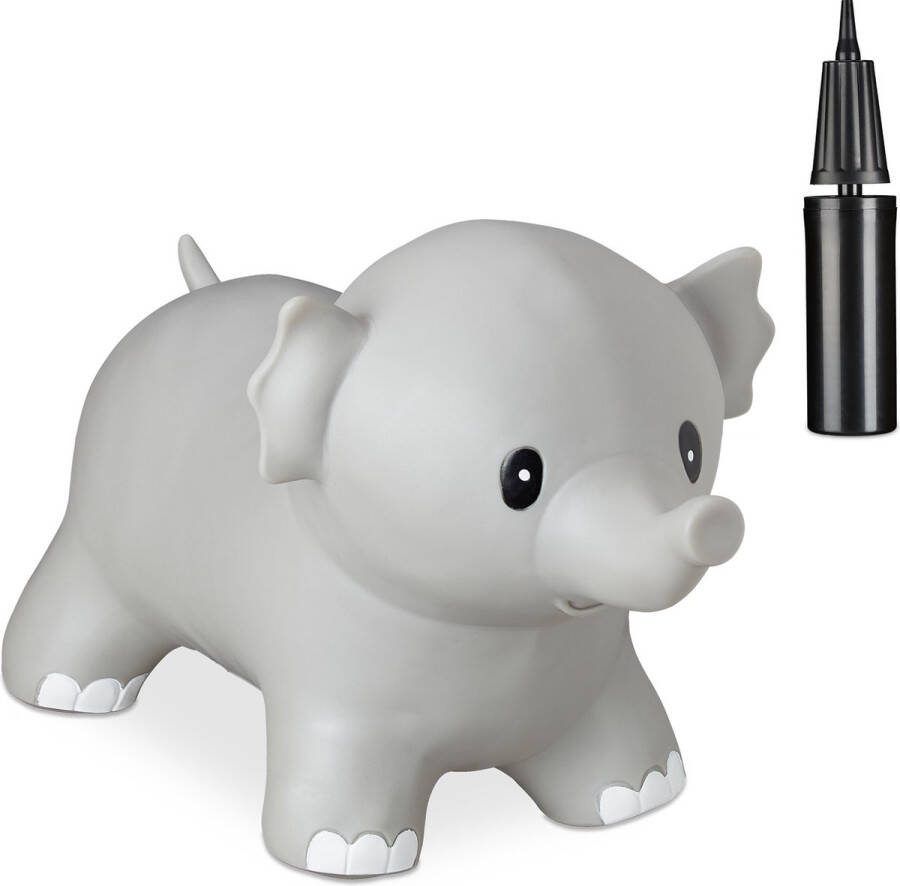 Relaxdays Skippy dier olifant springdier skippybal dier met pompje vrij van BPA grijs