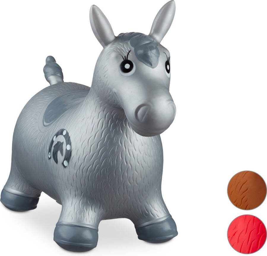 Relaxdays skippy dier paard skippydier skippyball skippybal paard 50 kg kinderen grijs