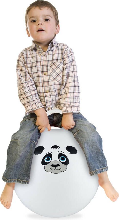 Relaxdays skippybal dier Ø 45 cm springbal vanaf 3 jaar handgreep diverse prints panda